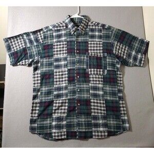 Flying Scotsman Collection Shirt Men’s Large Quit Patchwork Boho Color Block